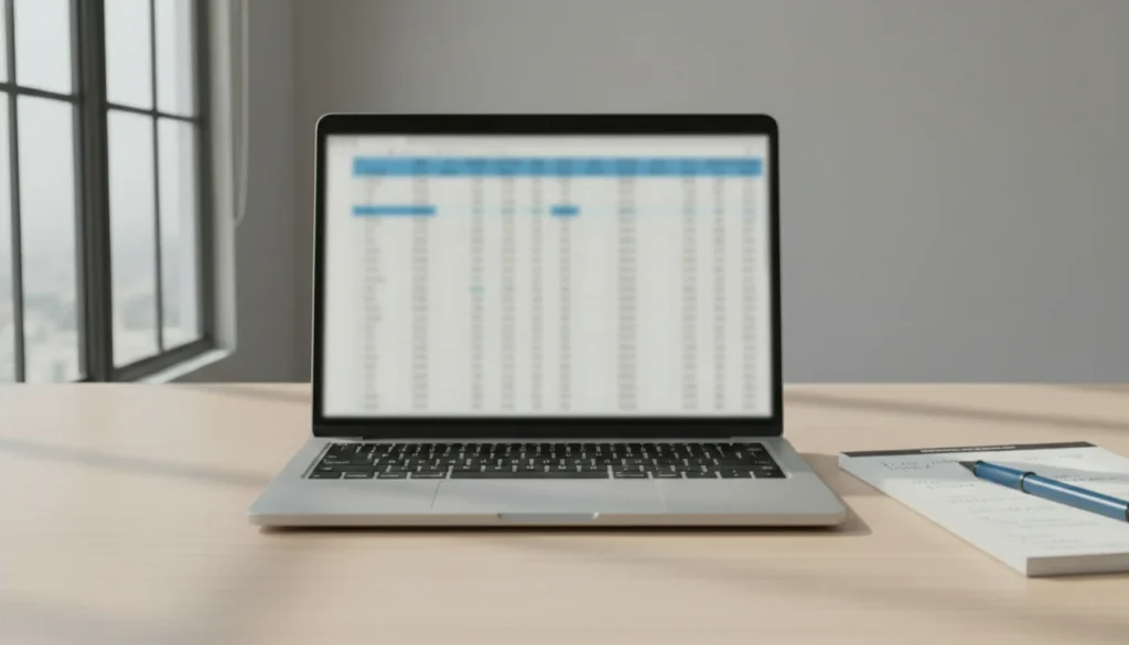 Schermo di laptop con tabella di numeri e quote per scommesse