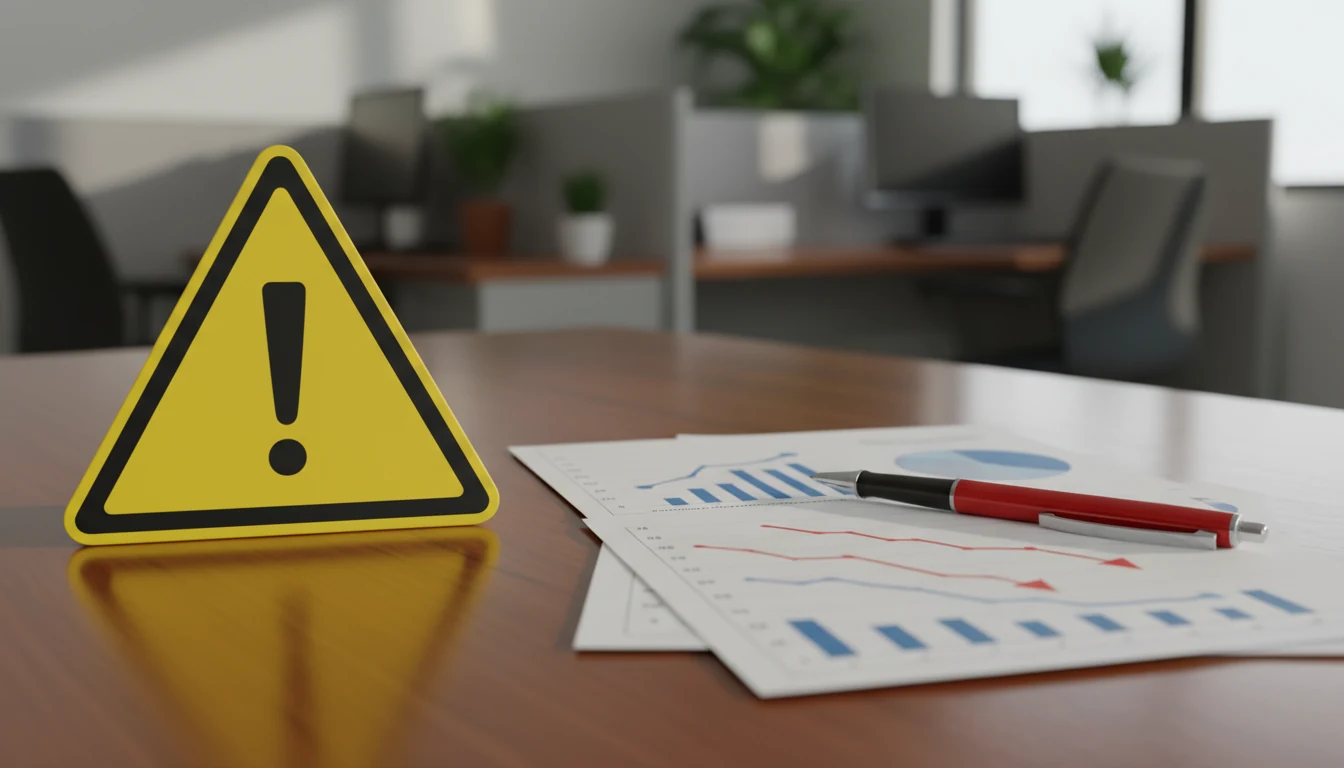 Segnale di avvertimento con documento finanziario