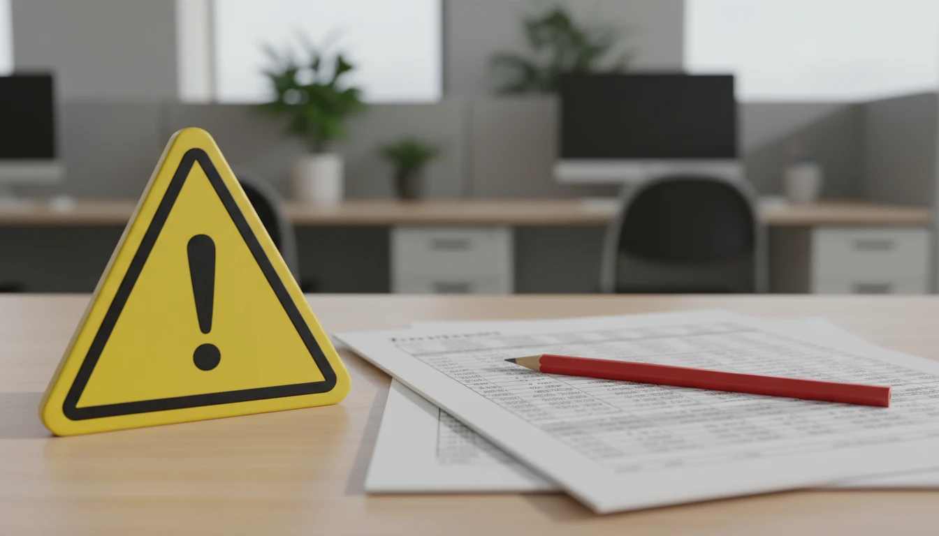 Segnale di attenzione giallo accanto a documento con numeri