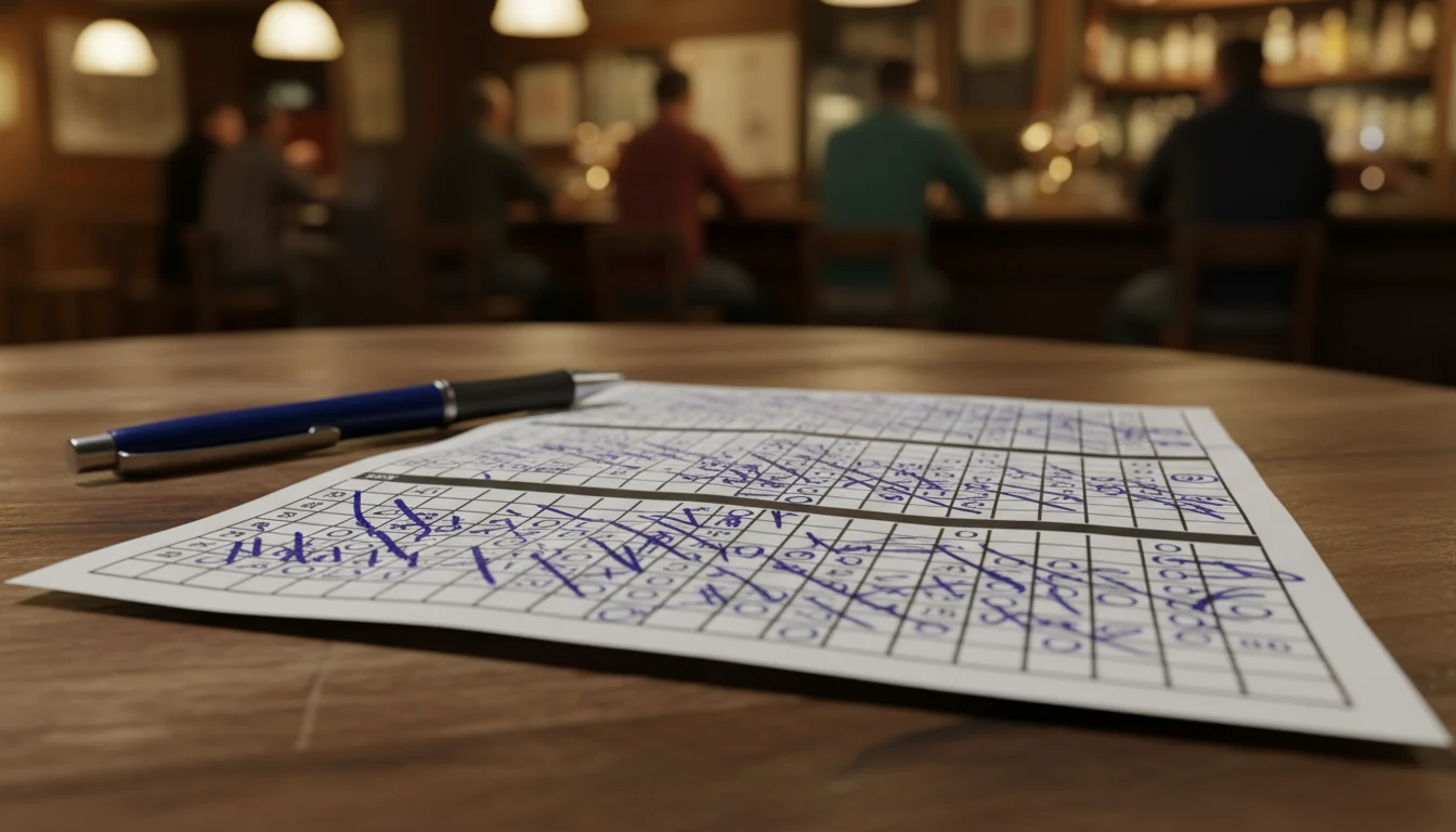 Schedina cartacea con molte selezioni barrate