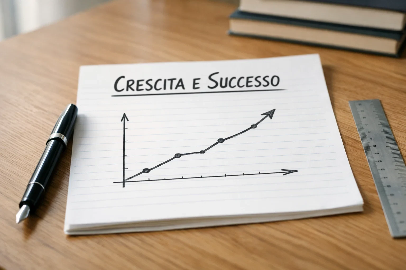 Grafico crescita lineare su documento con penna
